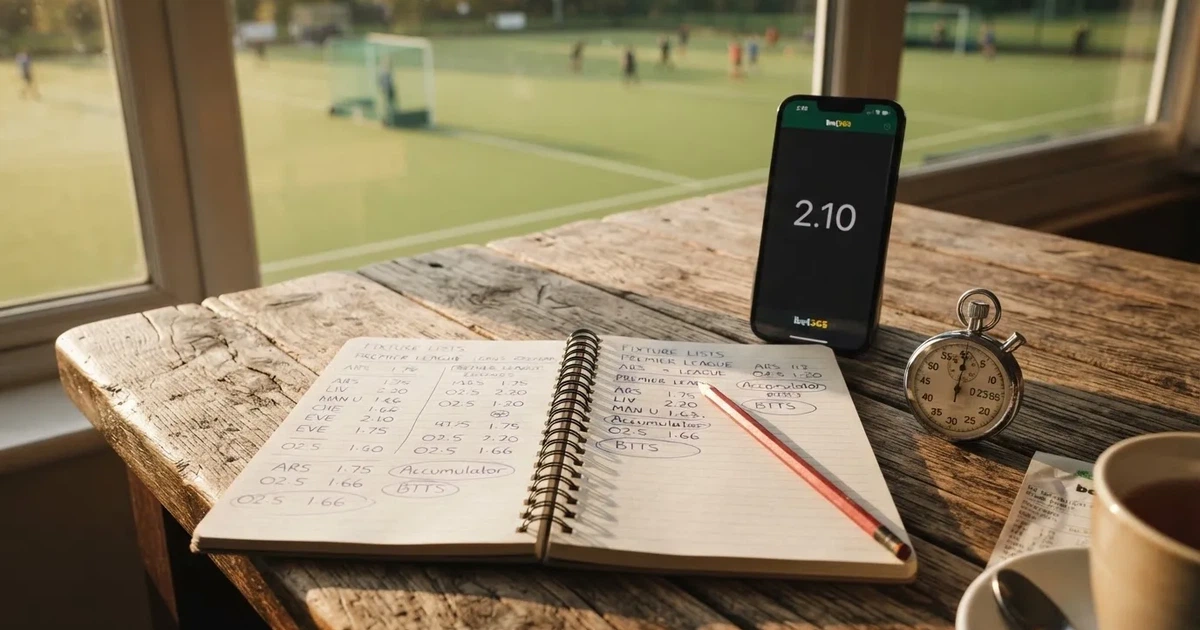 An open notebook with a pencil and a stopwatch on a wooden table