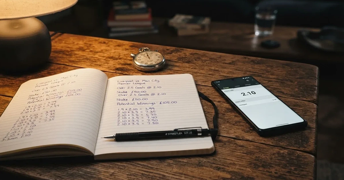 An open notebook with a pencil and a stopwatch on a wooden table