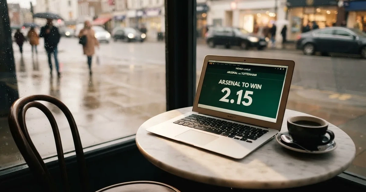 A laptop on a café table by a window onto the street