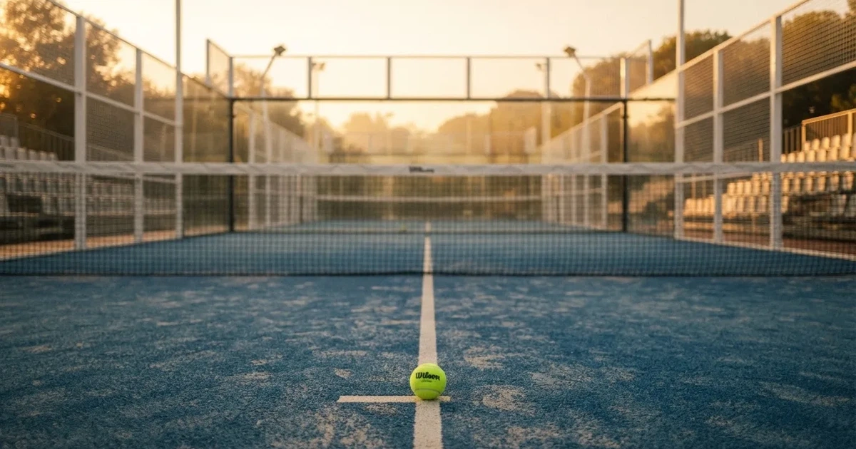 A ball on the centre spot of a grass pitch in morning light