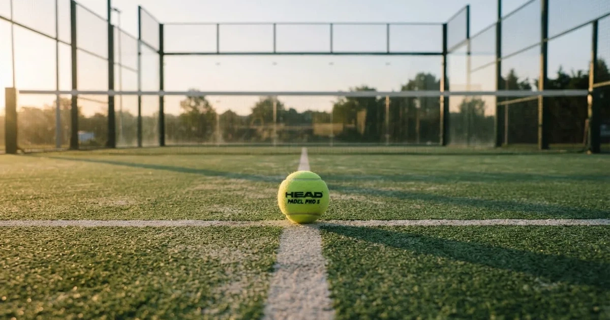 A ball on the centre spot of a grass pitch in morning light