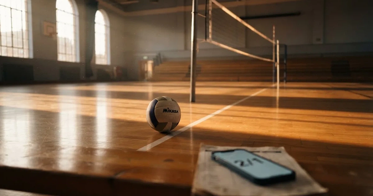 A ball on the centre spot of a grass pitch in morning light